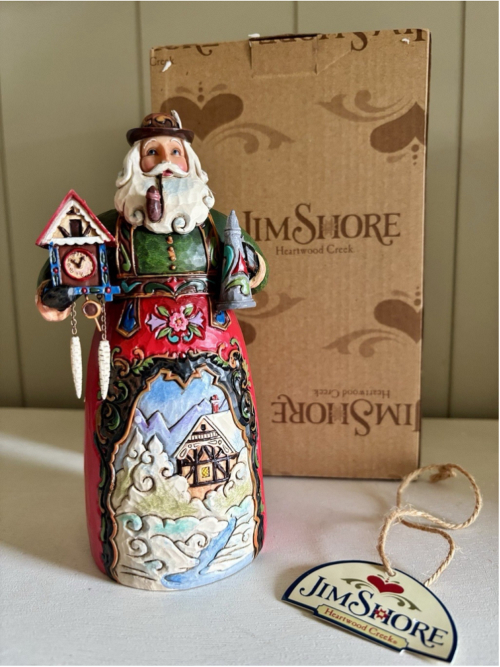 Jim Shore 2010 German Santa “Frohe Weihnachten” Bavarian Christmas 4017646 W/Tag